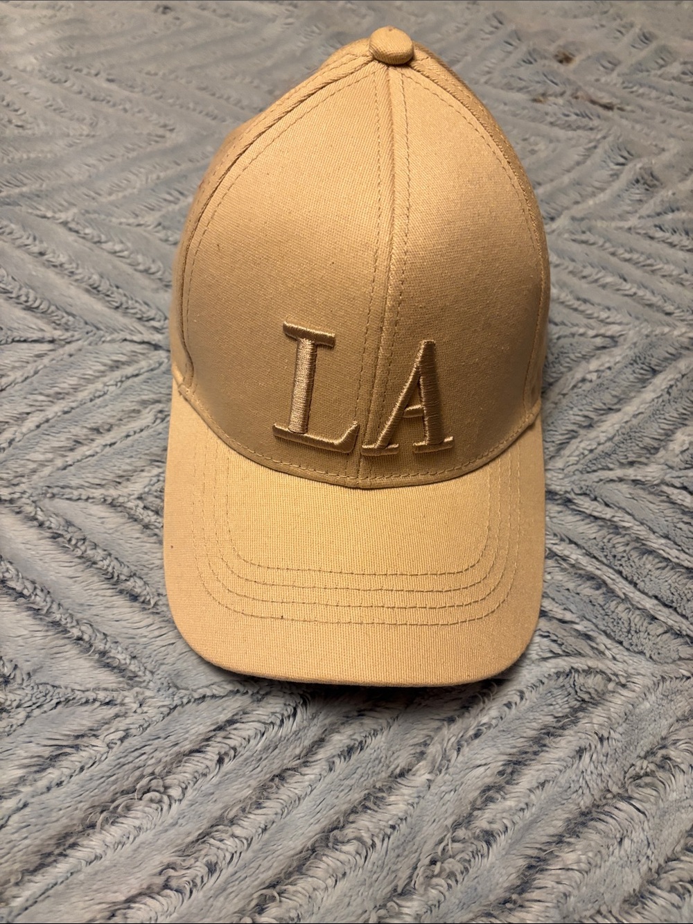 Misa Los Angeles Beige "LA" Embroidered Baseball Cap